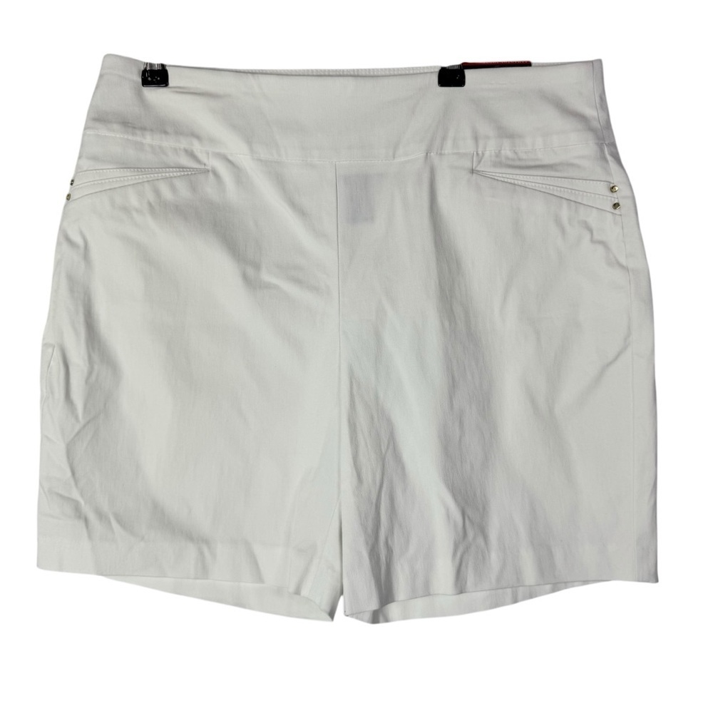 Attyre White Samantha Pull On Stretch High Rise Shorts 14